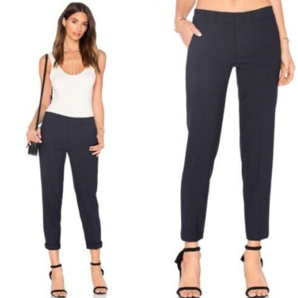 Vince Wool Tuxedo Stripe Slim Navy Trouser Pants 2 - Picture 16 of 16